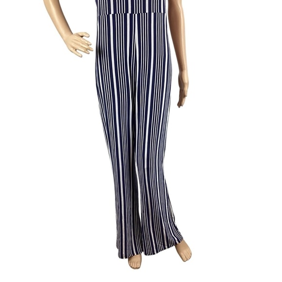 Chaser Wide Leg Stripe Jumpsuit Size M Blue - Picture 3 of 6